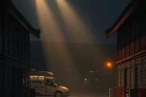 电影《三厘米的银河》横版海报，阳台望远镜与夜色星空